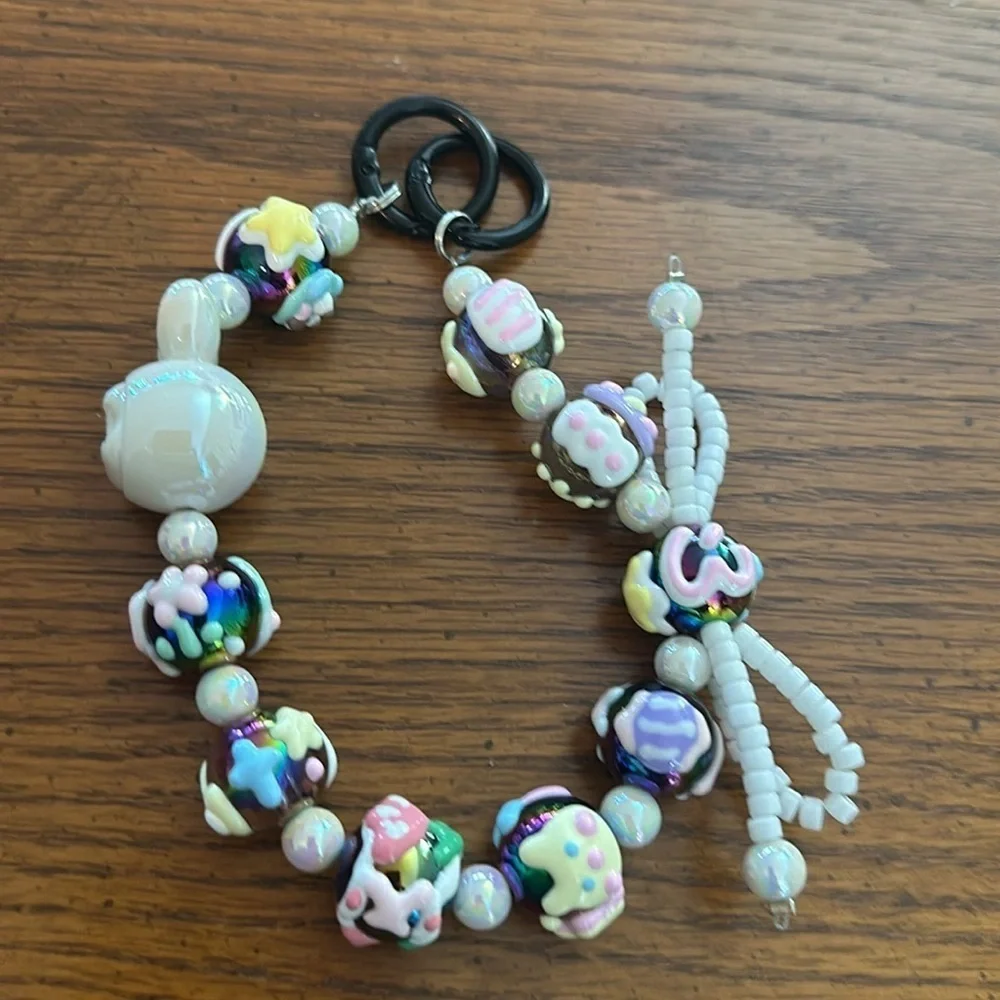 Beaded charm keychain